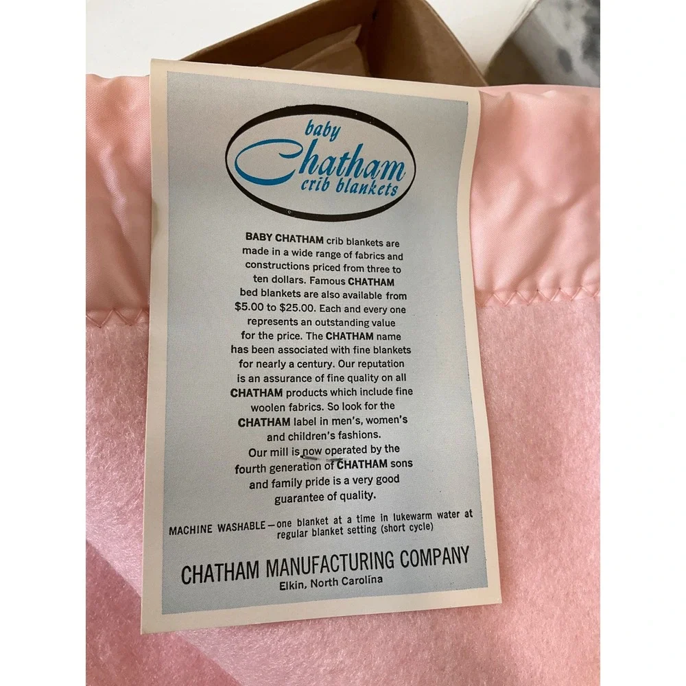 New Vintage Baby Chatham Crib Blanket Pink MCM 1956 Gift 36x50